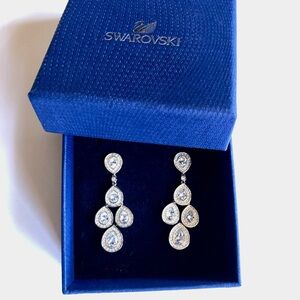 Swarovski Sensation Crystal Teardrop Chandelier Earrings in Silver